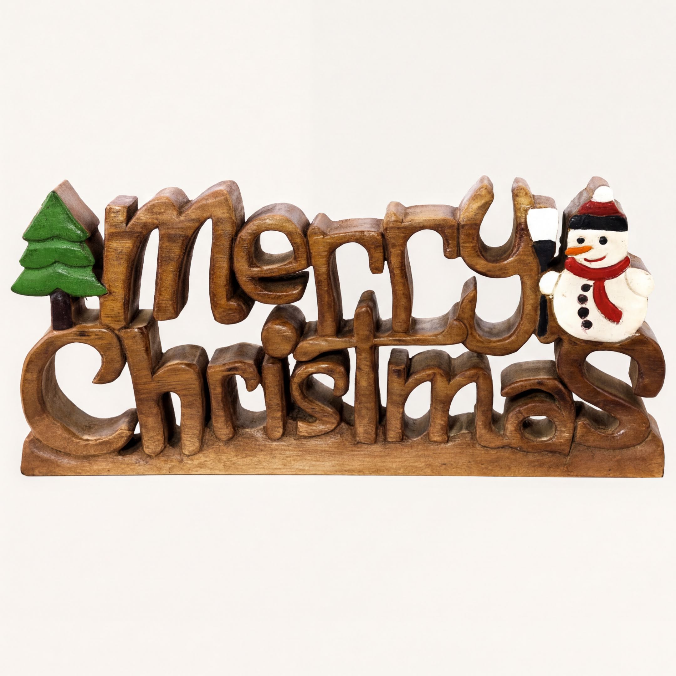 Wooden Christmas Sign – Handmade Acacia Wood Holiday Decor, Festive Rustic Accent