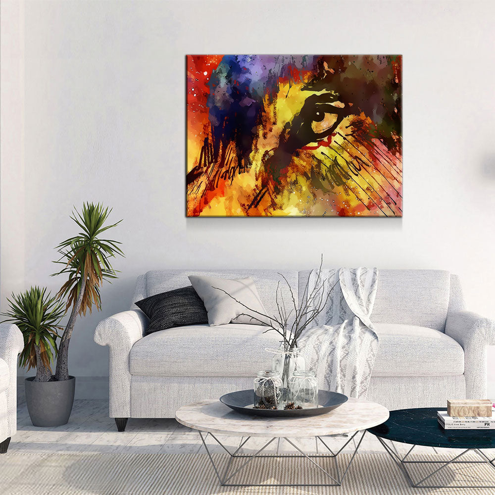 Eye Of The Wolf Abstract Canvas Wall Art, Wolves, Wolf Lover Canvas, Abstract Decor, Wolves art