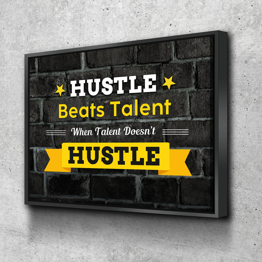Hustle Beats Talent Canvas Wall Art Office Art Motivational