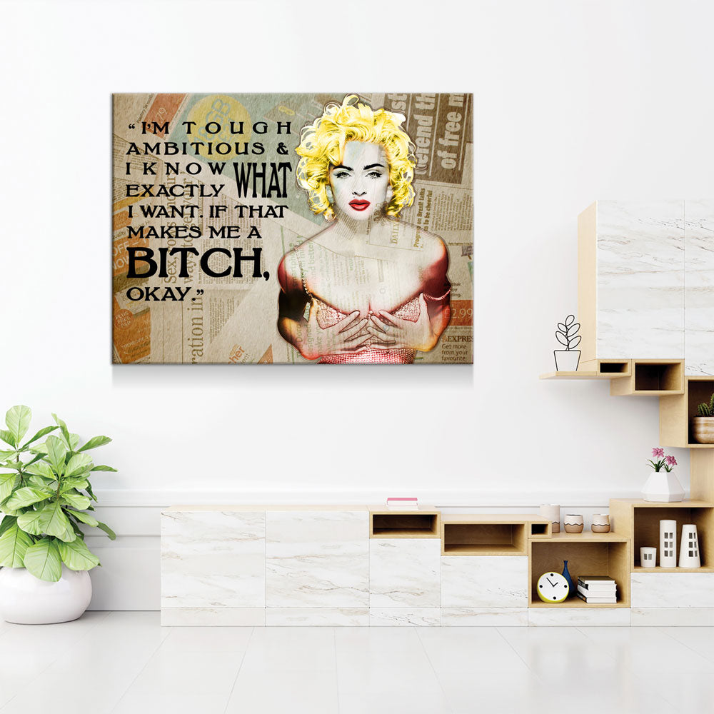 I'm Tough Ambitious & Know Exactly What I Want, quote, Motivational Wall Decor, Women Motivation