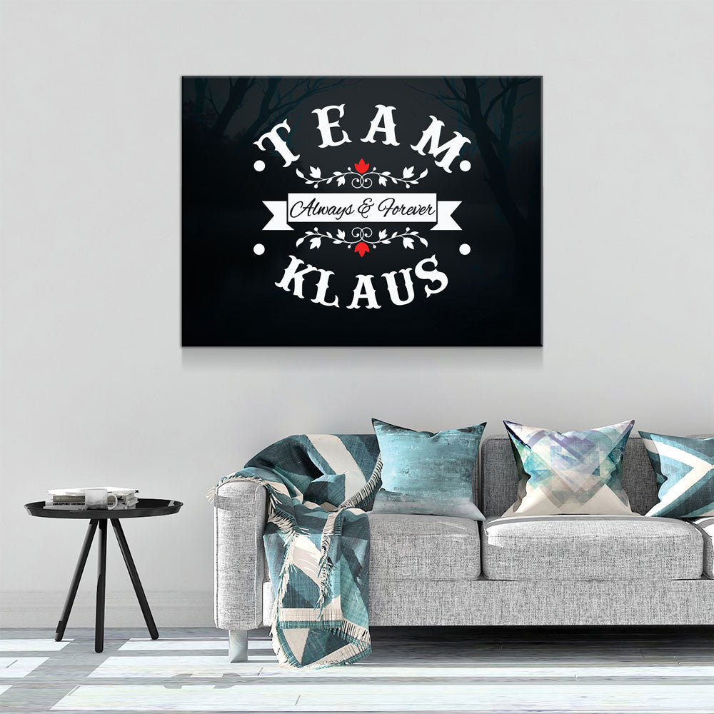Team Klaus Always & Forever Canvas Wall Art, TVD Team Klaus