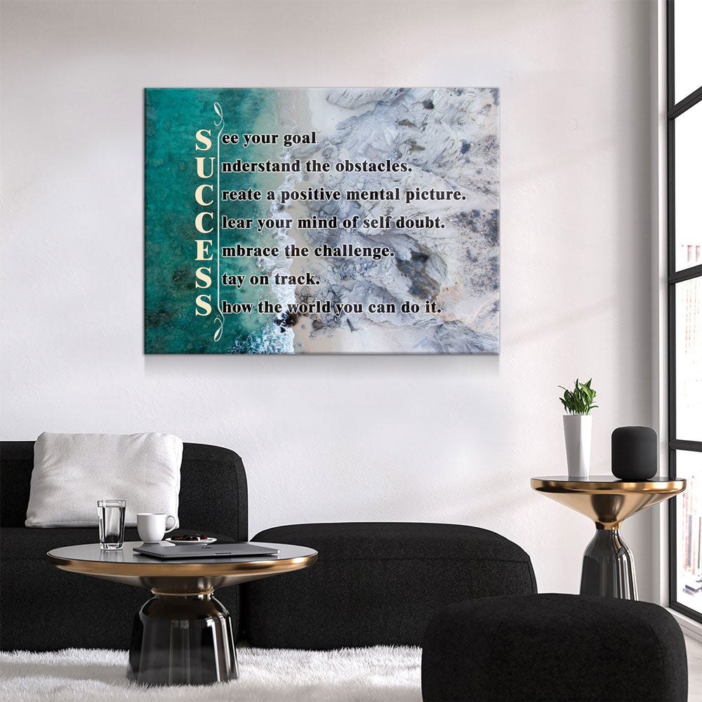 Success Canvas Wall Art, See Your Goal, Understand The Obstacles, Success Quotes, Motivational Wall Art