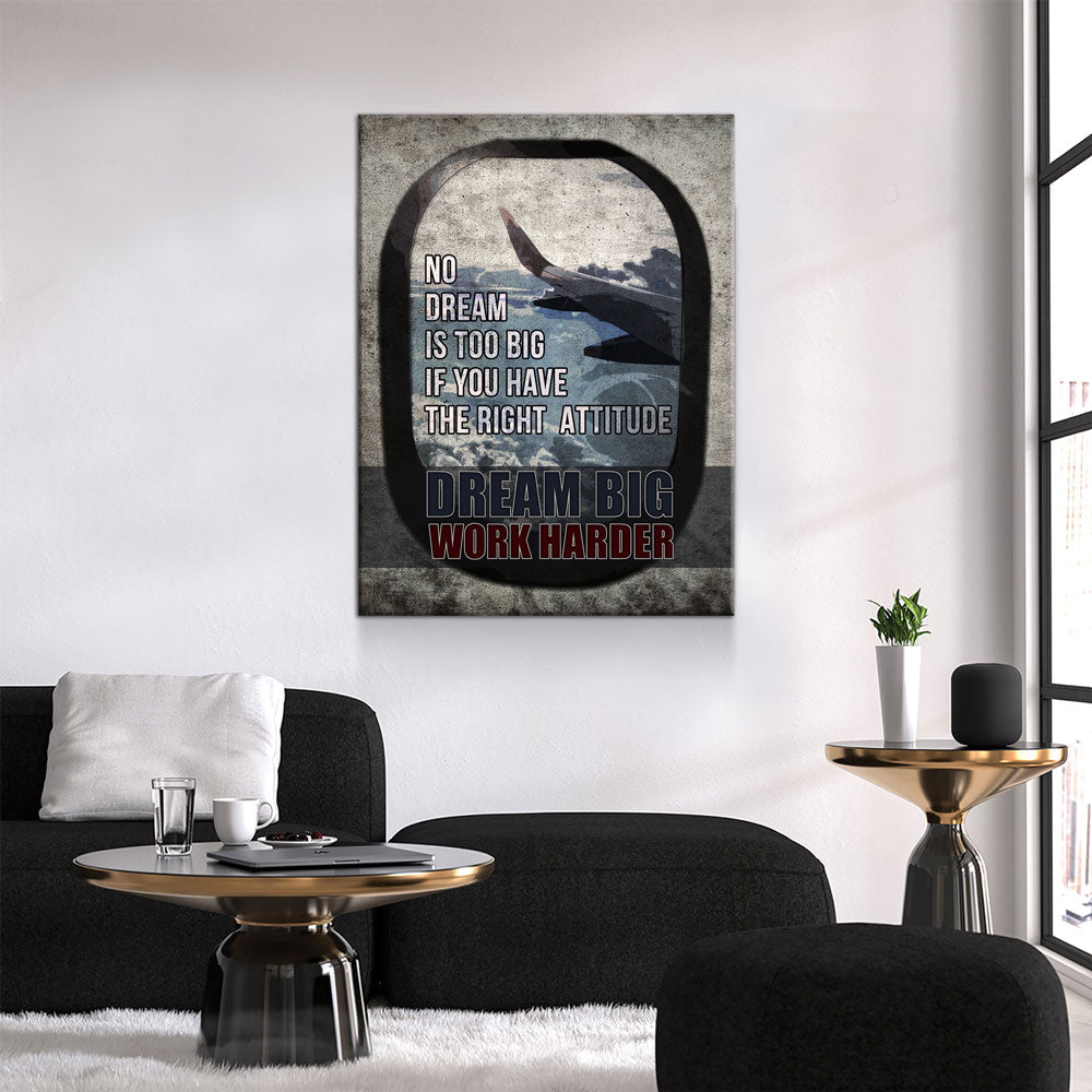 Dream Big Work Harder Canvas Wall Art, Motivational Decor, Motivational Quotes, Inspirational Art, Success Wall Art, Office Decor