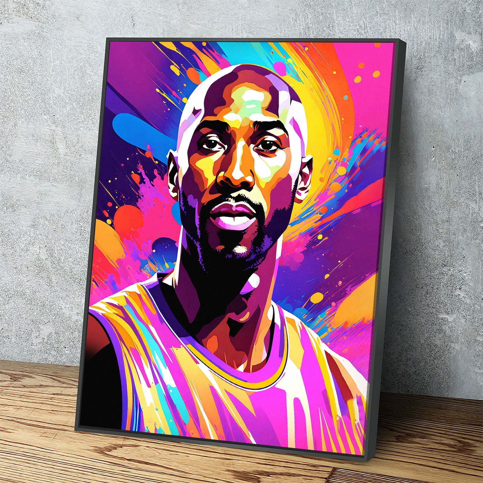 Abstract Kobe Canvas Wall Art, Colorful Kobe Print
