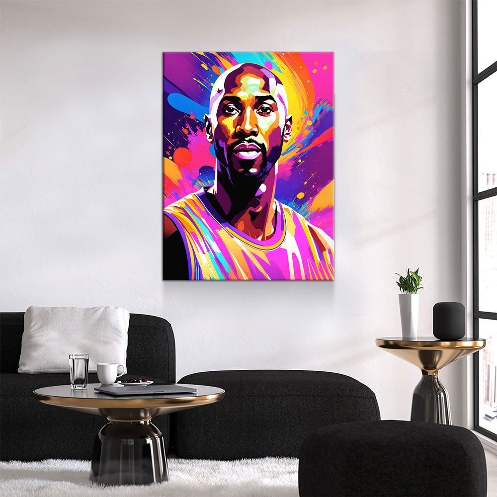 Abstract Kobe Canvas Wall Art, Colorful Kobe Print