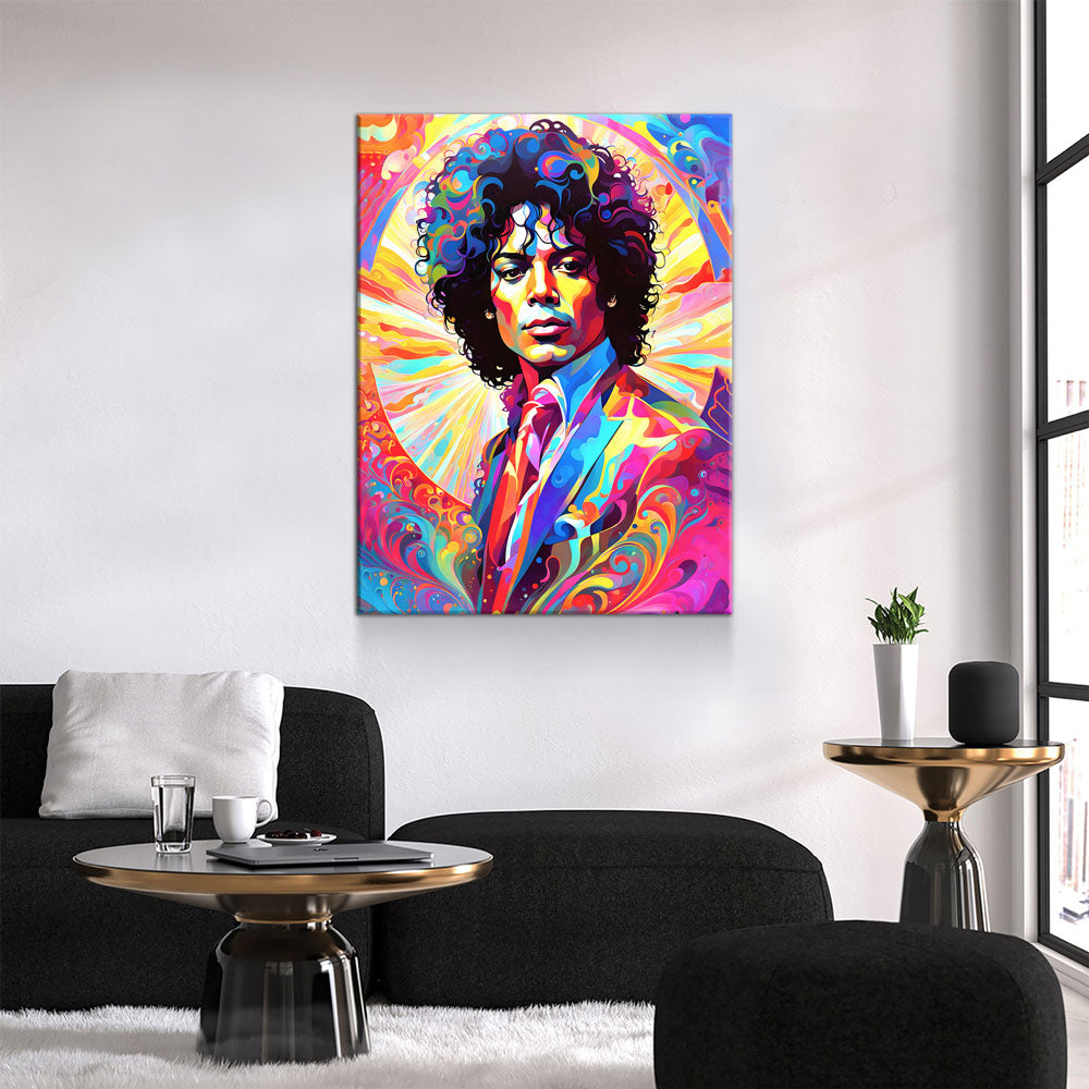 Abstract Michael Jackson Canvas Wall Art, Colorful Michael Jackson Print