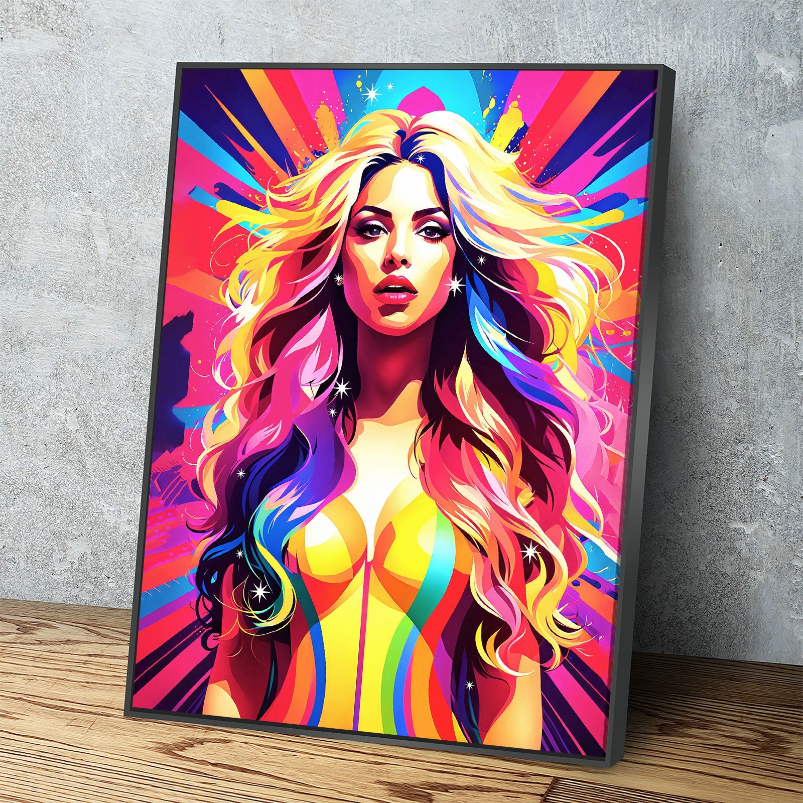 Abstract Shakira Canvas Wall Art, Shakira Colorful Print