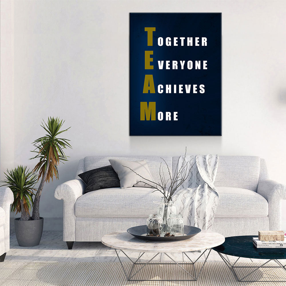 TEAM Together Everyone Achieves More Motivational Canvas Wall Art, Office Decor
