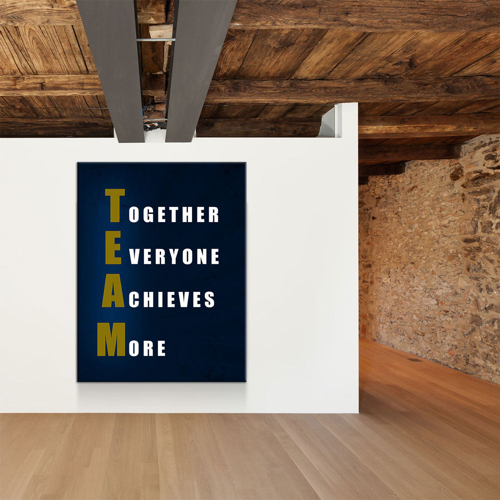 TEAM Together Everyone Achieves More Motivational Canvas Wall Art, Office Decor