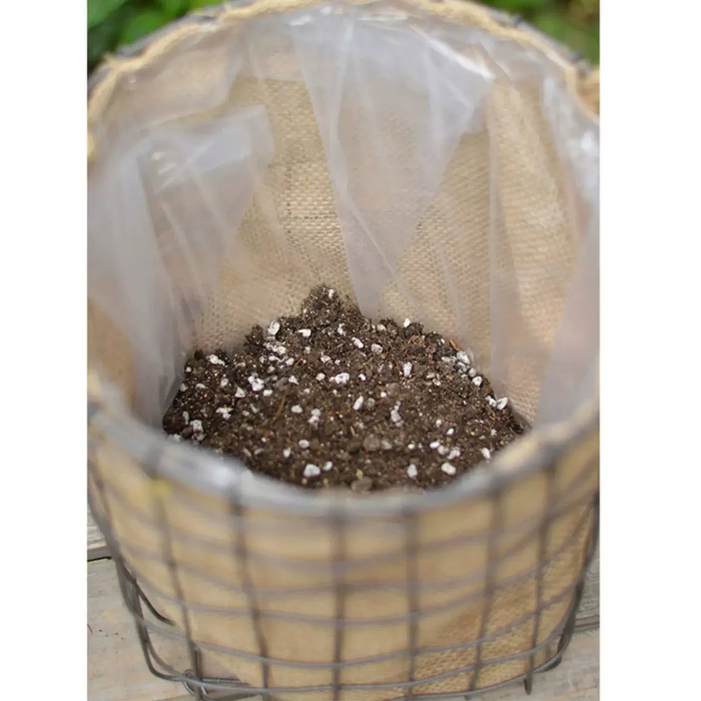 Rustic Wire & Burlap Planter Basket