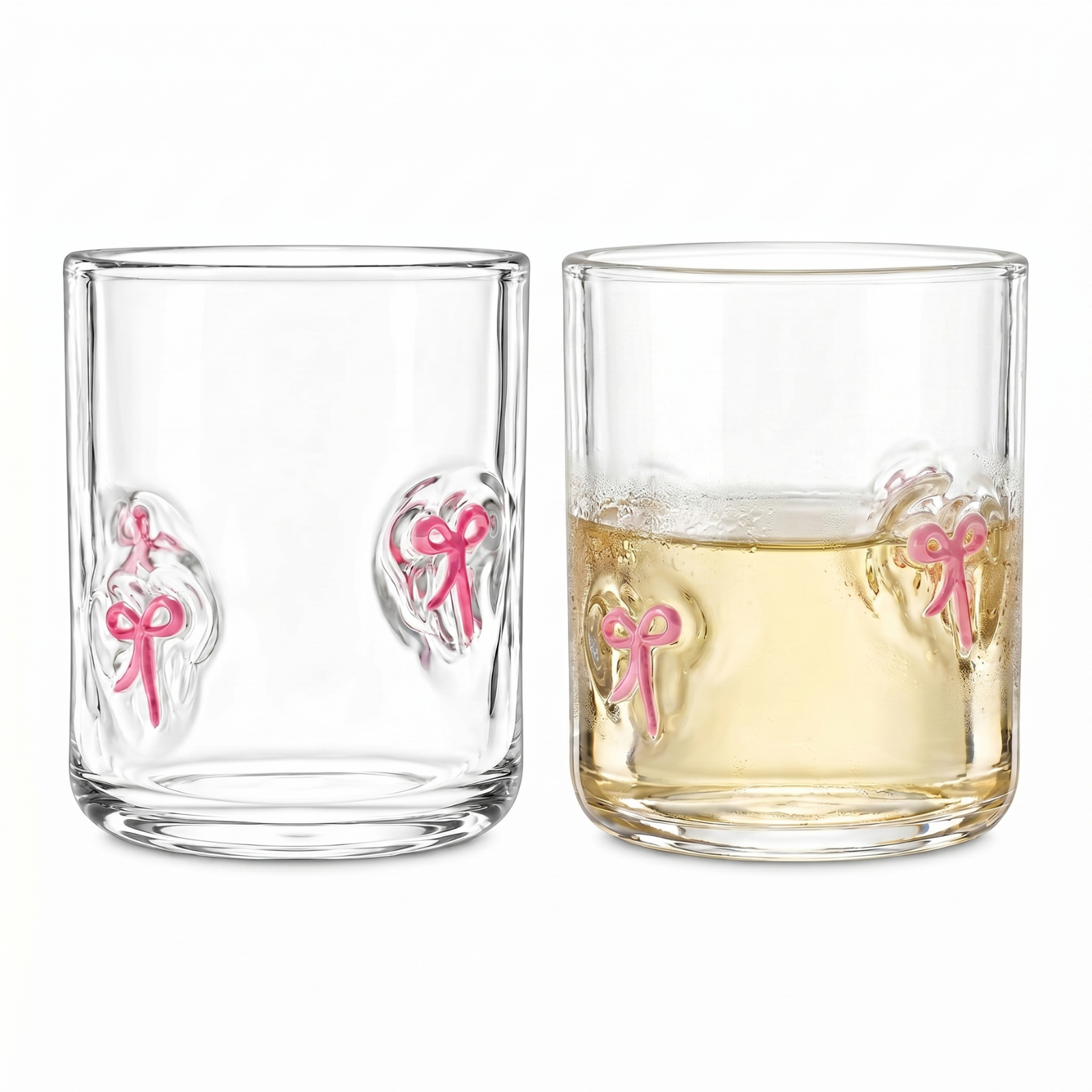 Khen Bowtie Tumblers Set Stylish Break Resistant Acrylic Drinkware - Set of 2 Pink
