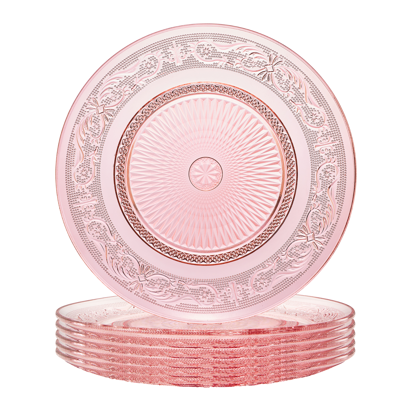 Blush Vintage Glass Plate, Set of 6