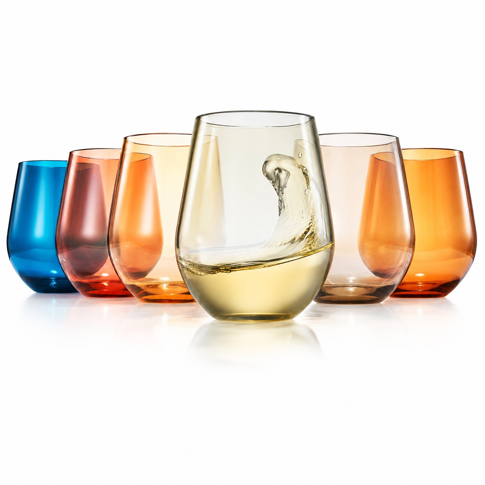 Eze Acrylic Stemless Wine Glassware, Set of 6