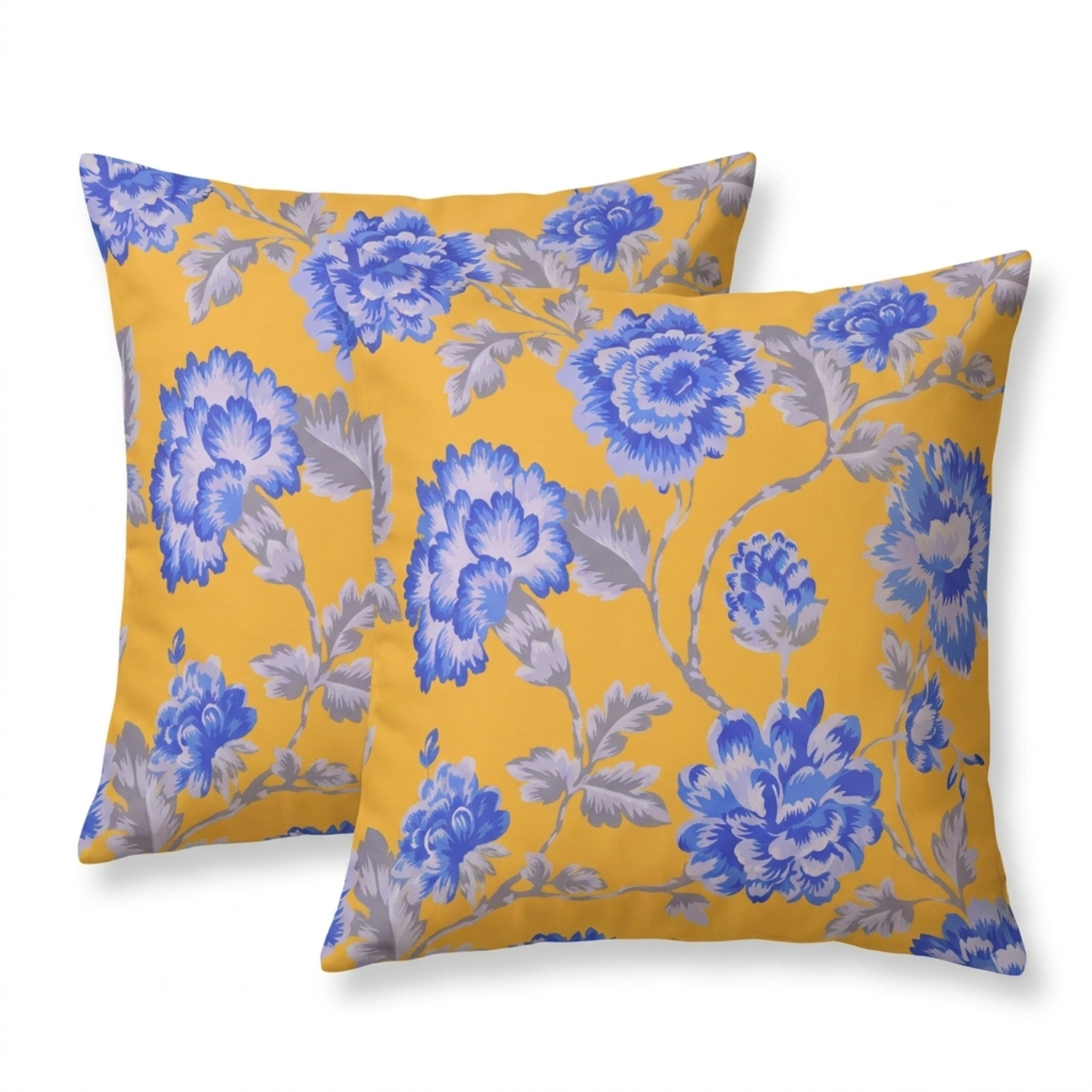 Floral Throw Pillow Covers - 20 x 20 Inches | Yellow Floral Cushion Covers
