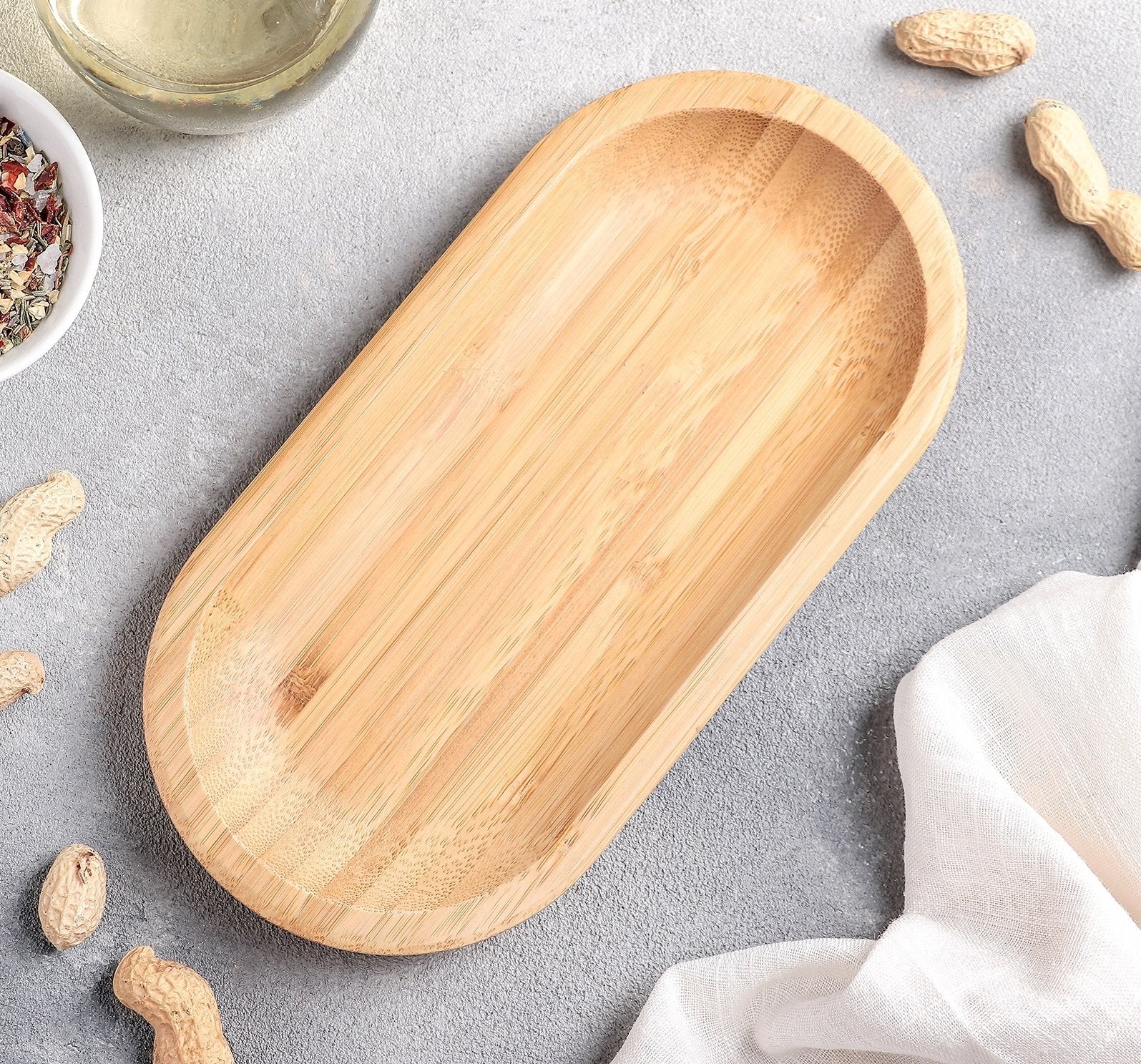 Bamboo Dish 8" inch X 4" inch | For Appetizers / Barbecue / Burger Sliders