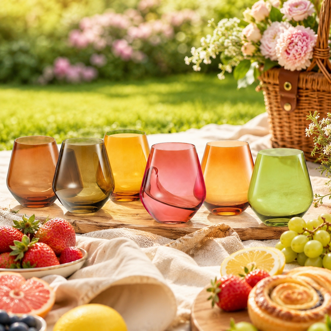Fortuna Stemless Wine Glassware, Set of 6
