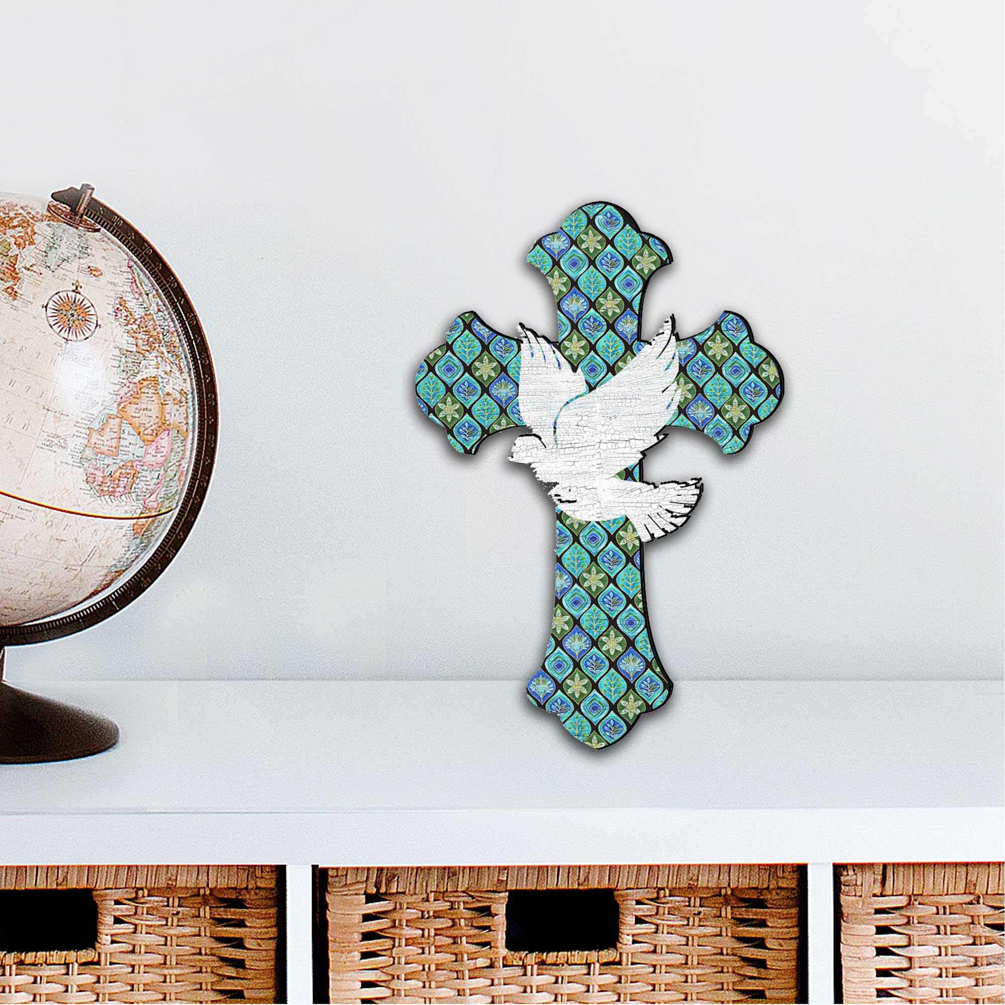 White Doves Cross Easter Door Decor by G. DeBrekht - Easter Spring Decor - 8191163-2H