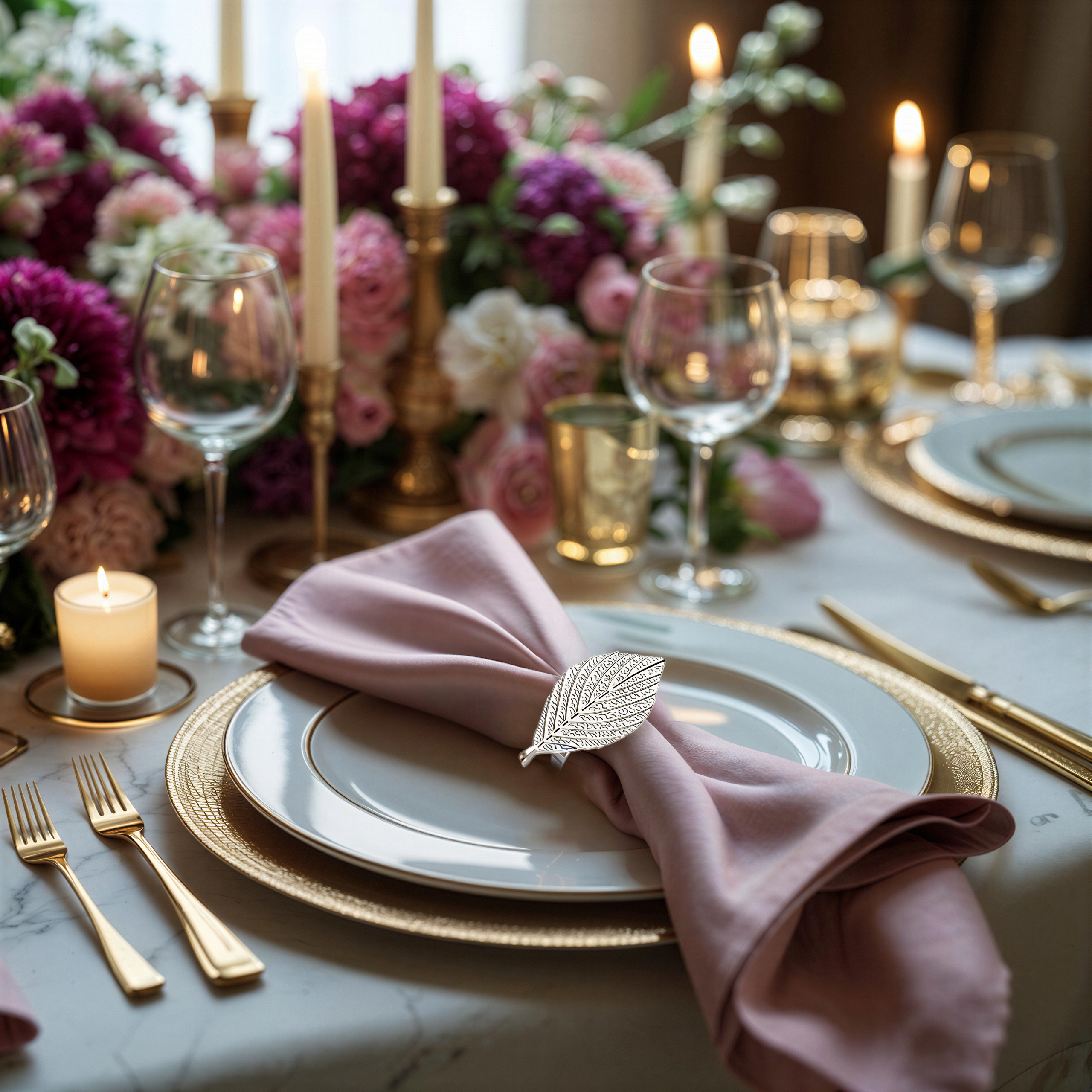Silver Leaf Napkin Rings – Elegant Table Decor | Rust Resistant Metal Rings