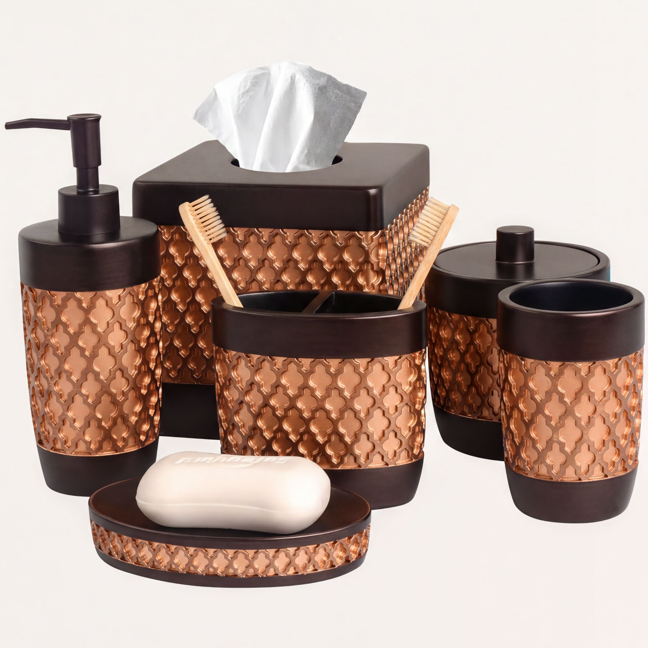 Bathroom Accessory Set – Elegant Wally Collection | Modern Polyresin Décor Kit