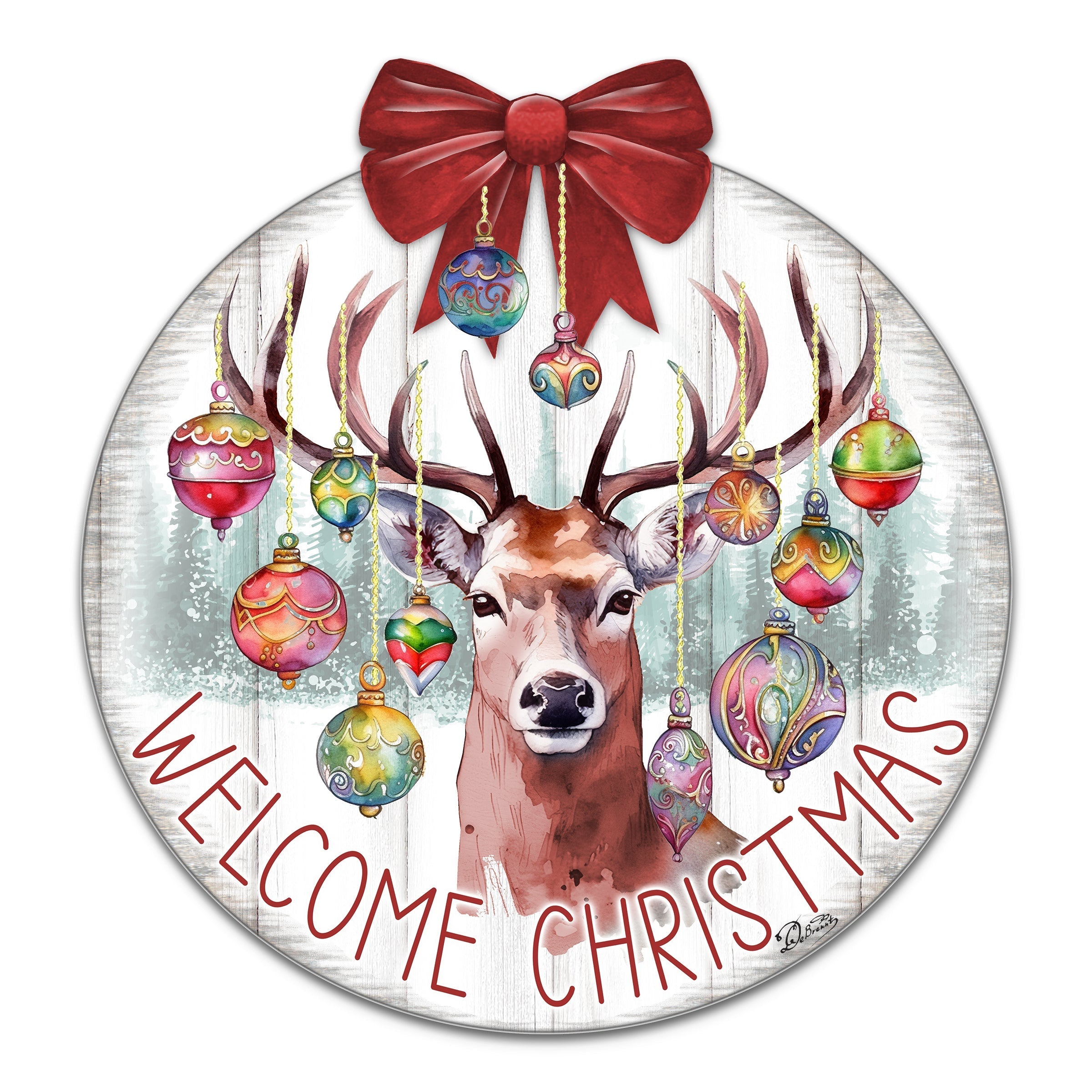 Welcome Christmas Front Door Welcome Sign, Wooden Front Porch Decor by G. Debrekht Christmas Decor - 933118H