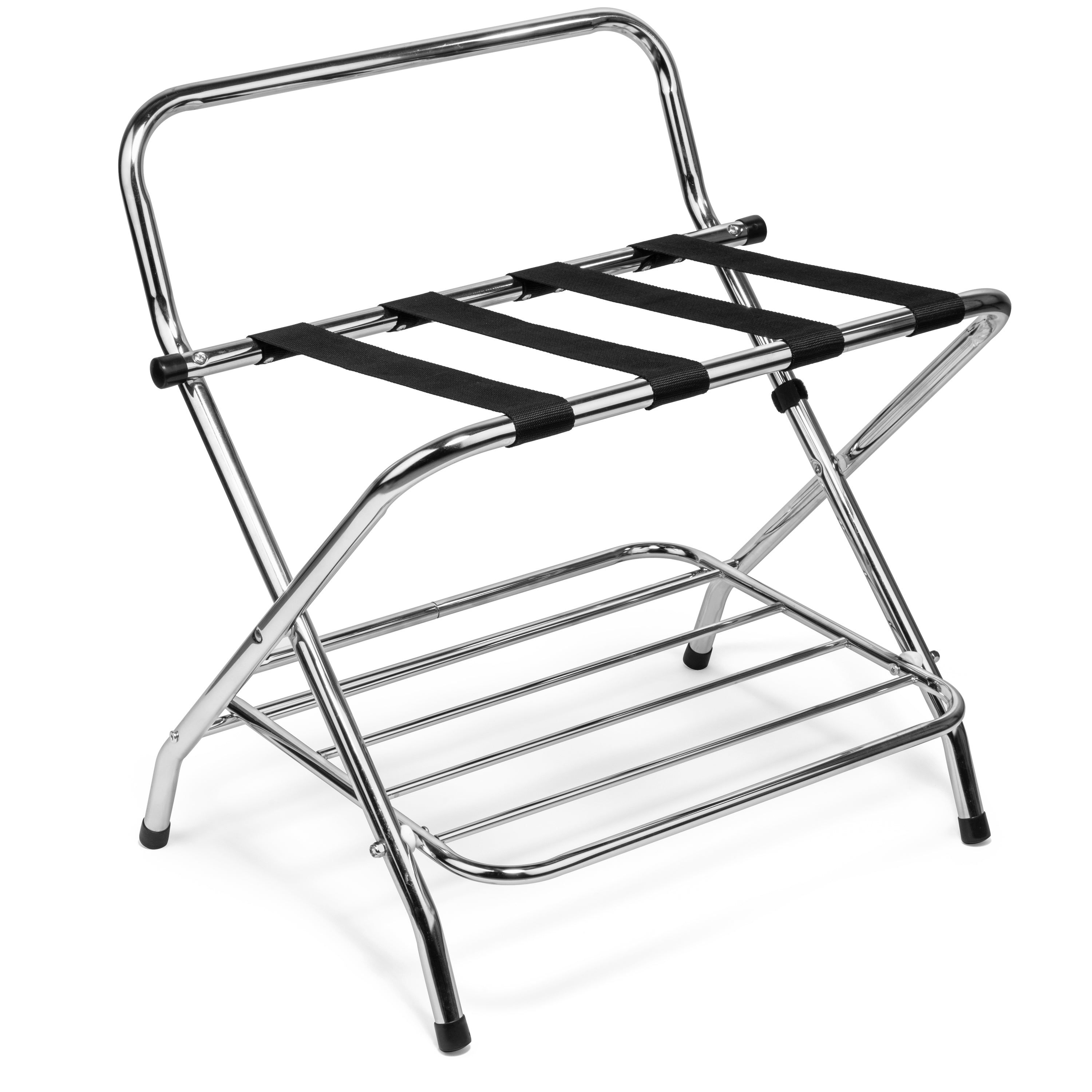 2-Shelf X-Shape Folding Luggage Rack with Nylon Straps
