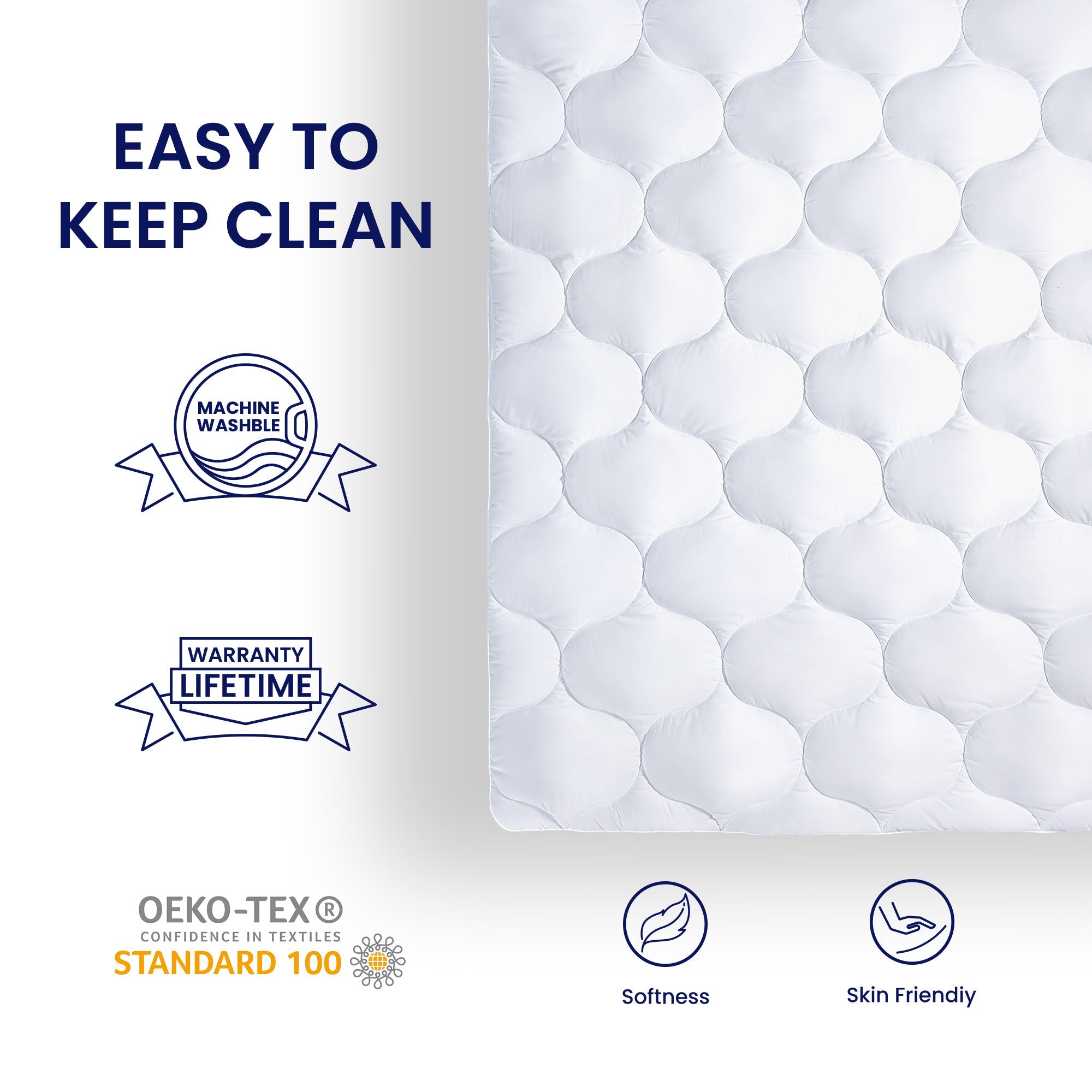 Quilted Fitted Mattress Pad-White