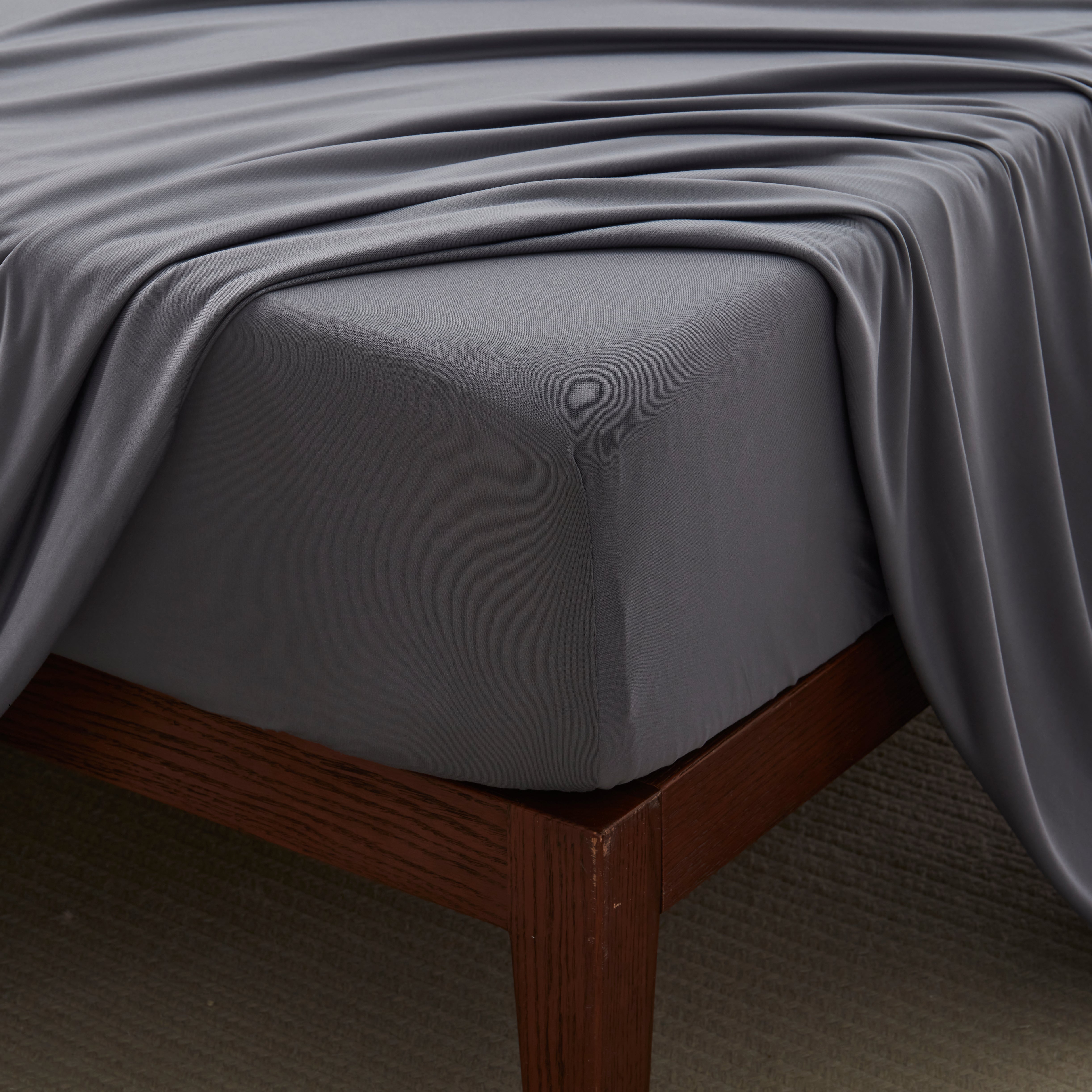 100% Microfiber Jersey Knit Sheet Set with Pillowcases-Grey