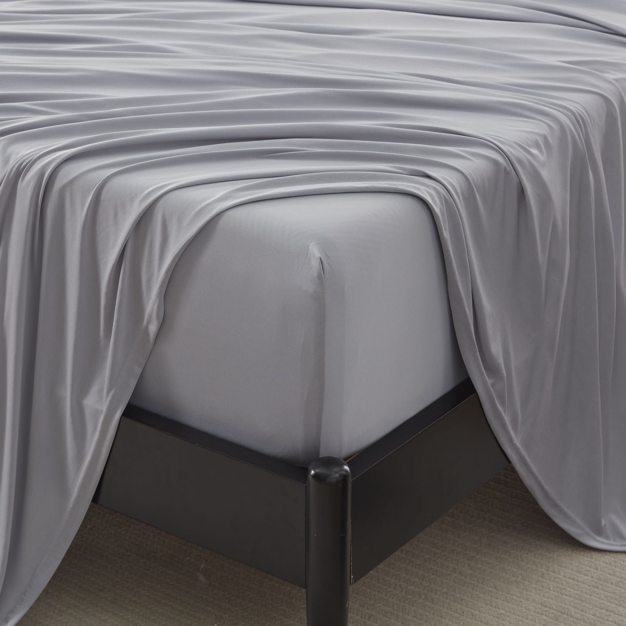 100% Microfiber Jersey Knit Sheet Set with Pillowcase-Gull Grey