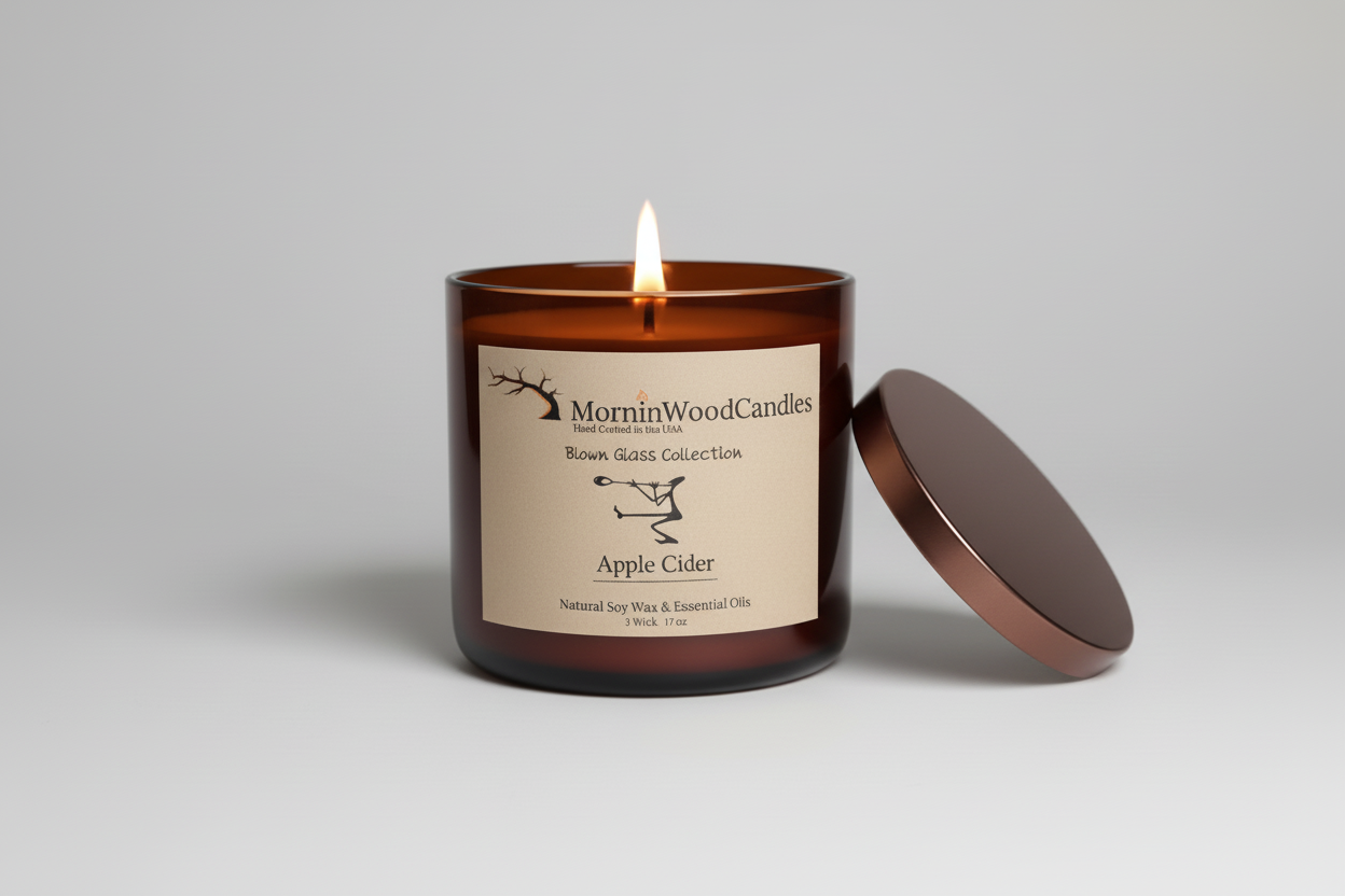 Apple Cider-Soy 3-Wick Blown Glass Collection