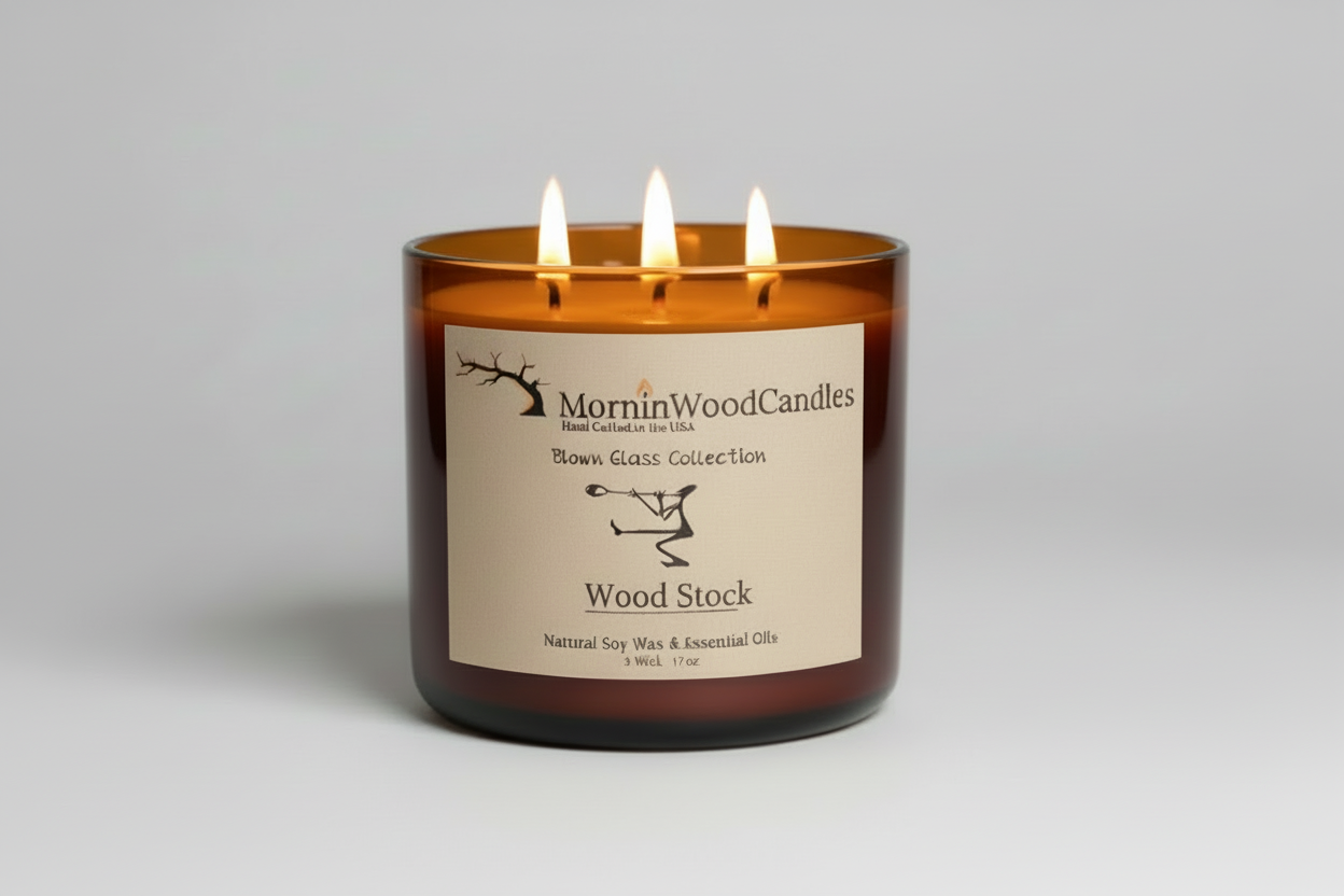 Wood Stock-Soy 3-Wick Blown Glass Collection