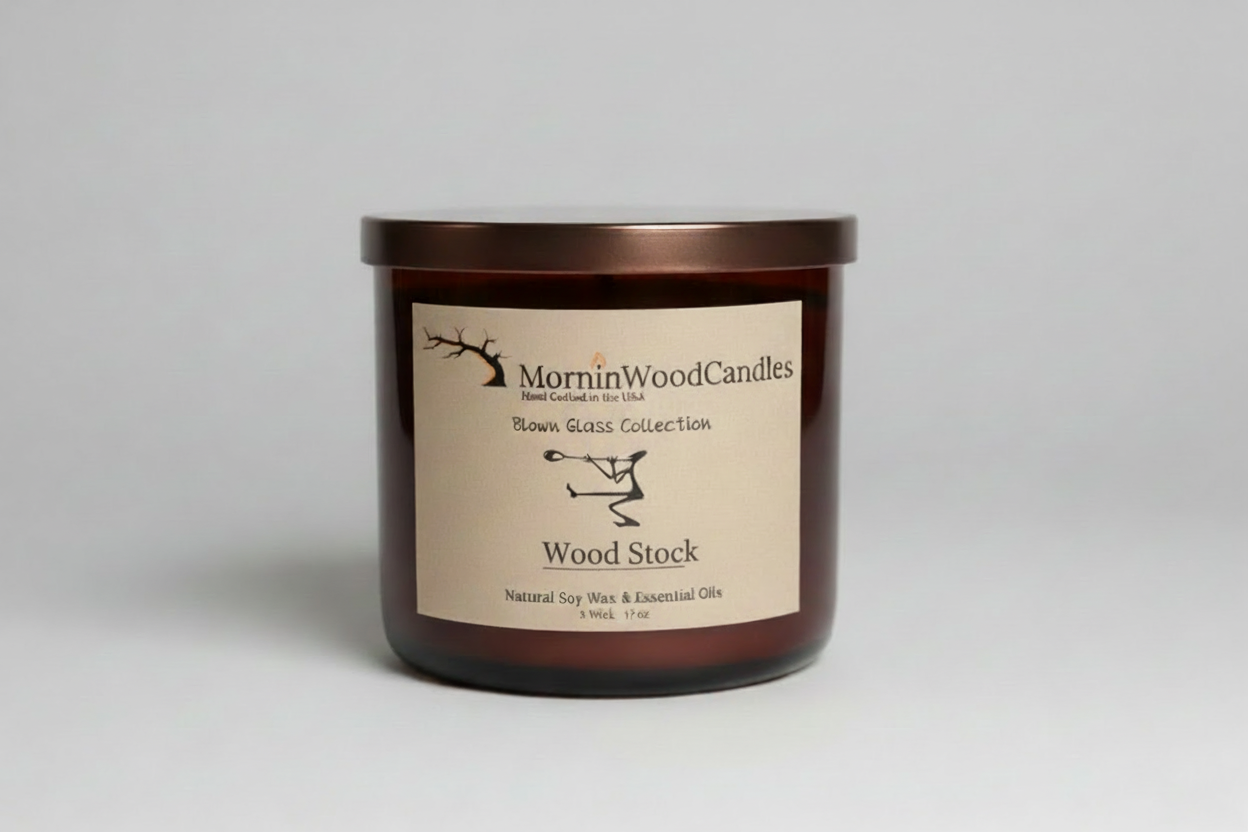 Wood Stock-Soy 3-Wick Blown Glass Collection
