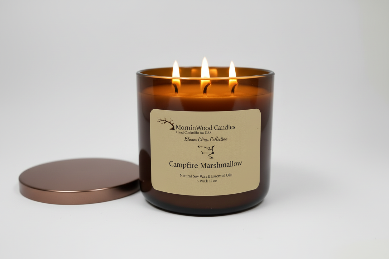 Campfire Marshmallow-Soy 3-Wick Blown Glass Collection