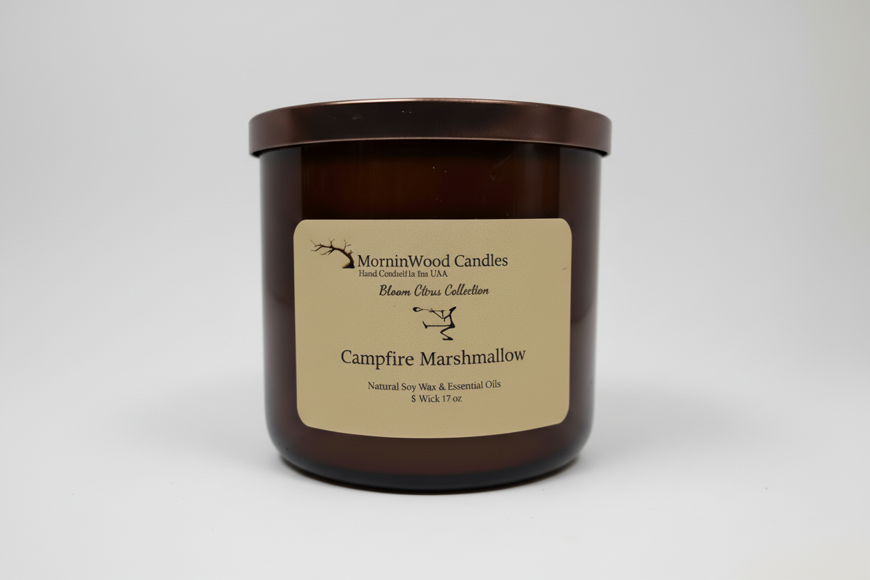 Campfire Marshmallow-Soy 3-Wick Blown Glass Collection