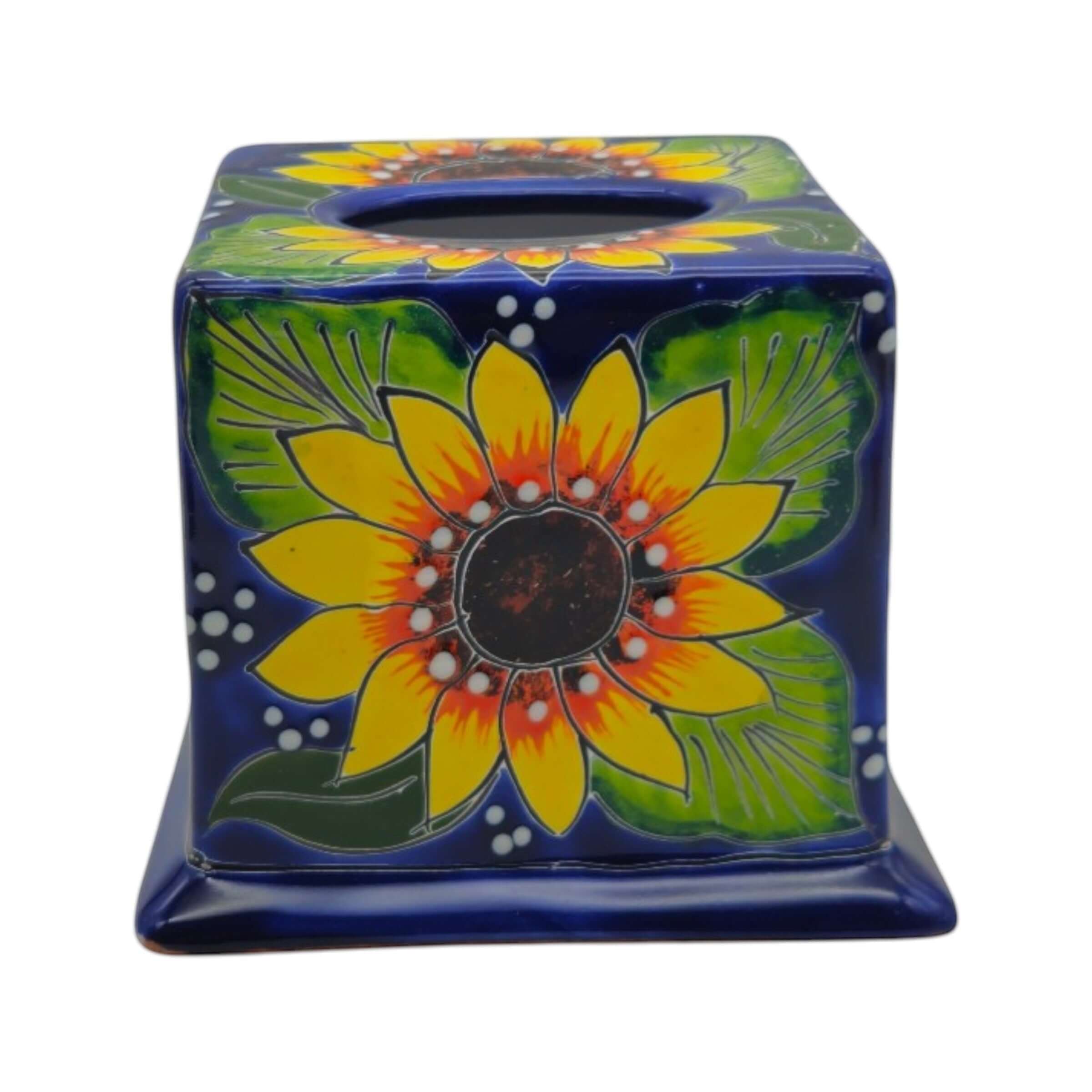 Talavera Tissue Box Cover | Sunflower Design