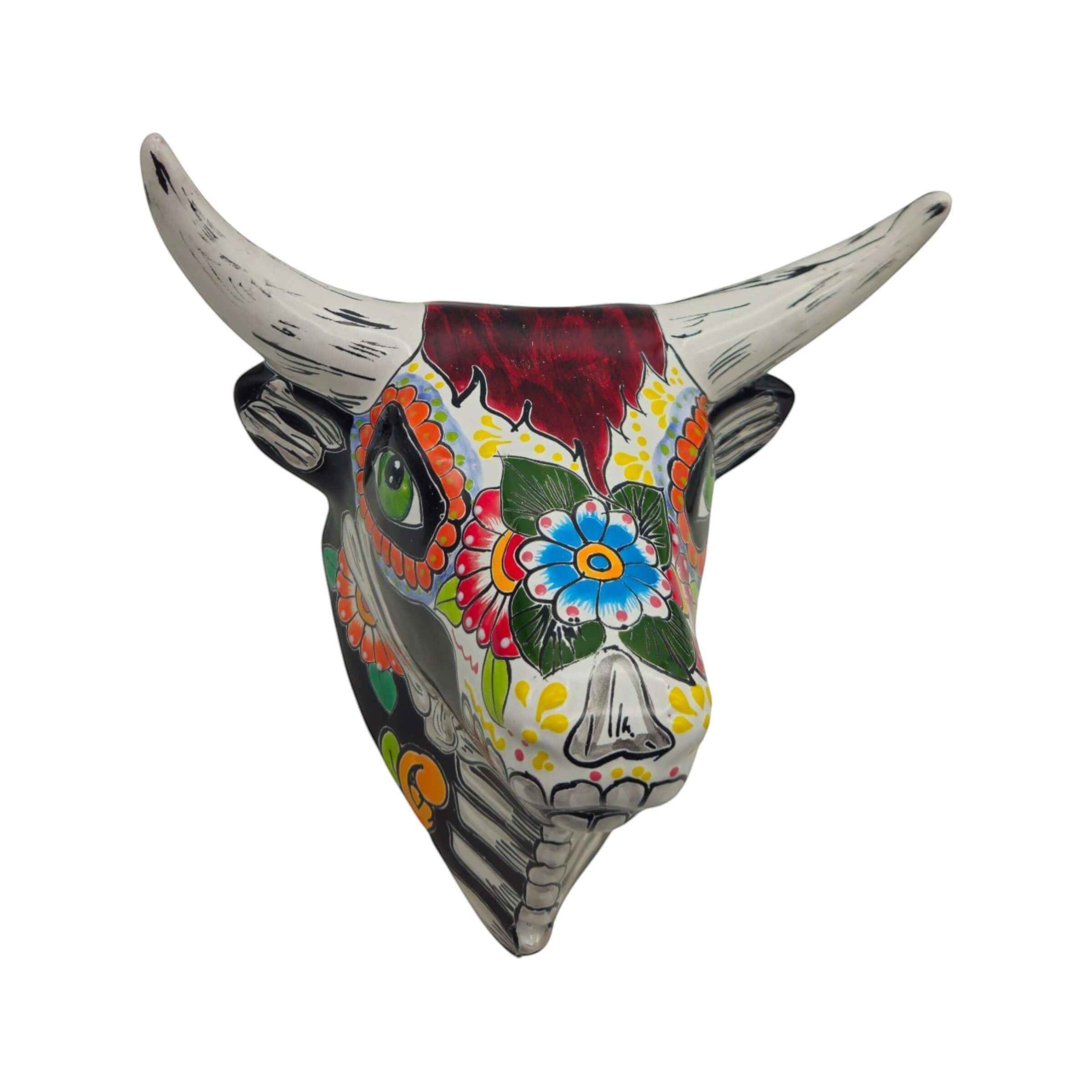 Talavera Bull Skull Wall Art | Day of the Dead Decor