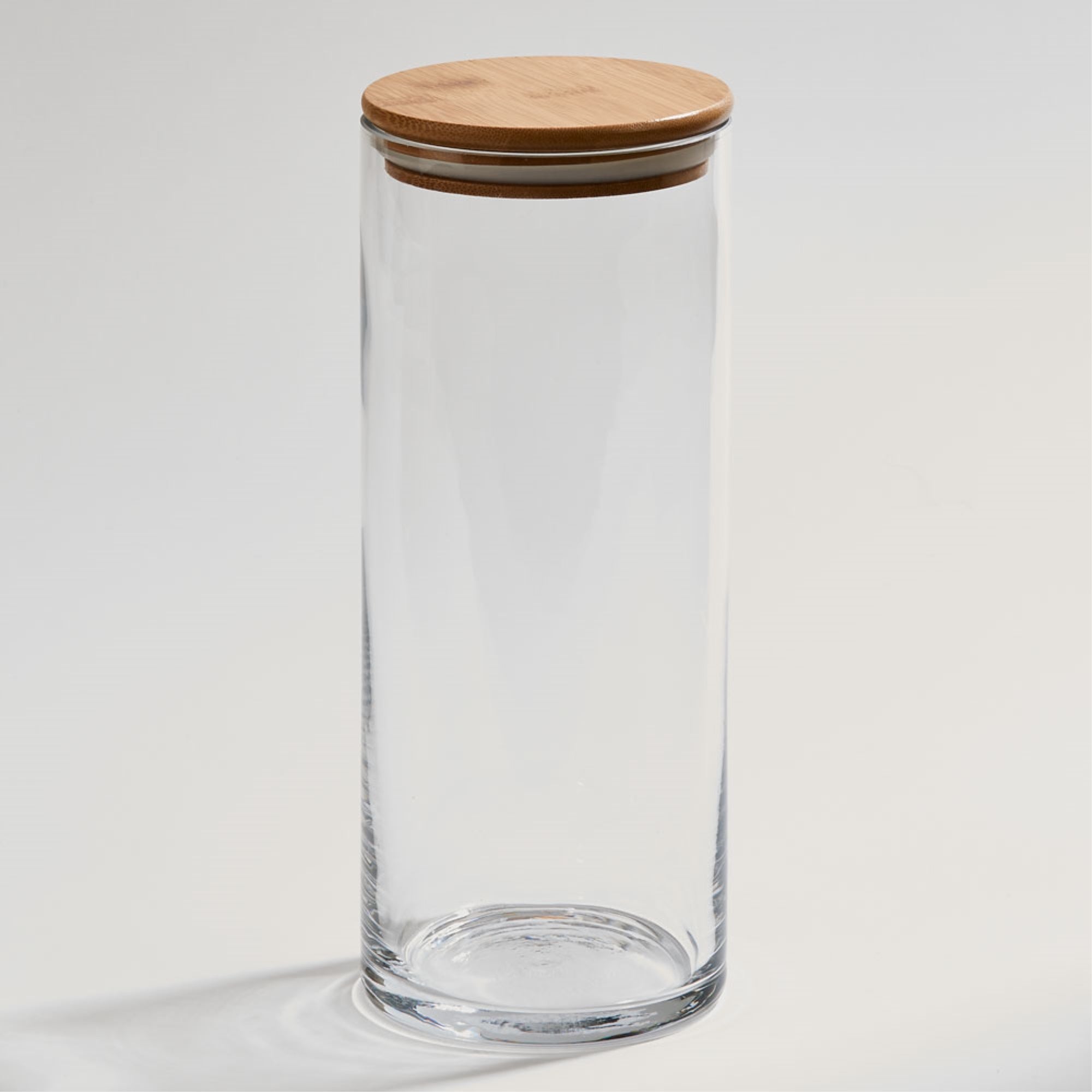 Large Glass Jar With Wood Cover 10'' X 4'' D