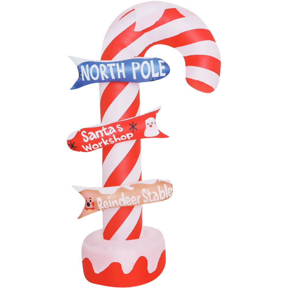 6ft Inflatable Direction Sign Candy Cane w/ Lights