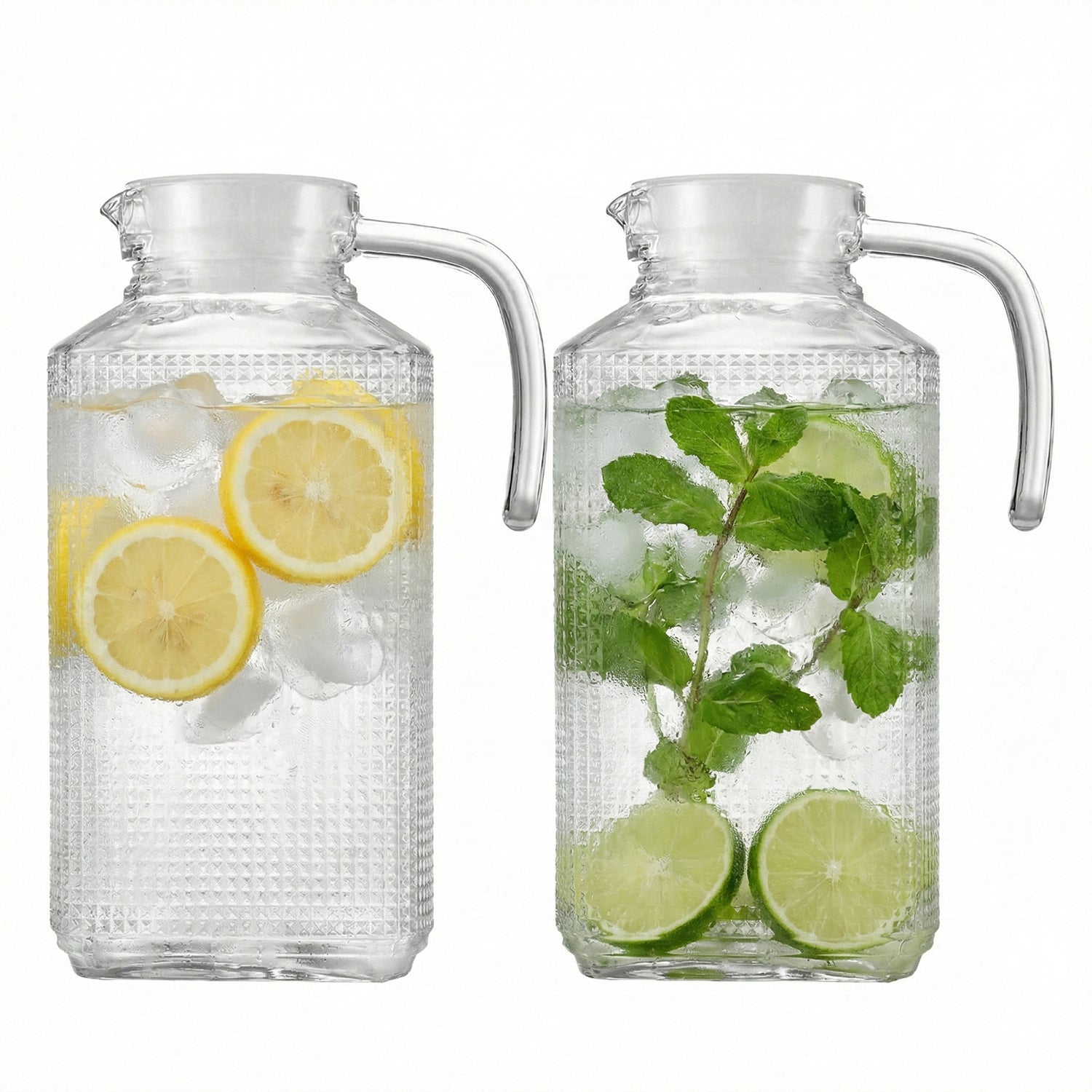 Set of 2 Frigo Textured 63.4oz Pitchers with Lids