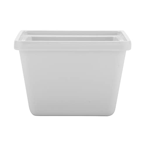 G.E.T. Enterprises White 28 Oz. Square Crock, Break Resistant Dishwasher Safe Melamine Plastic, Round & Square Crocks Collection