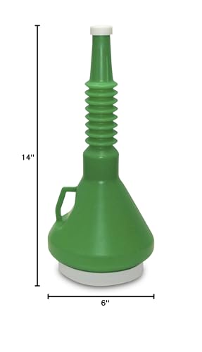 Funnel King 32140 1 1/2-Qt Double Capped Funnel - Green (13 1/4'' Length), Multi, 1 1/2 Quart