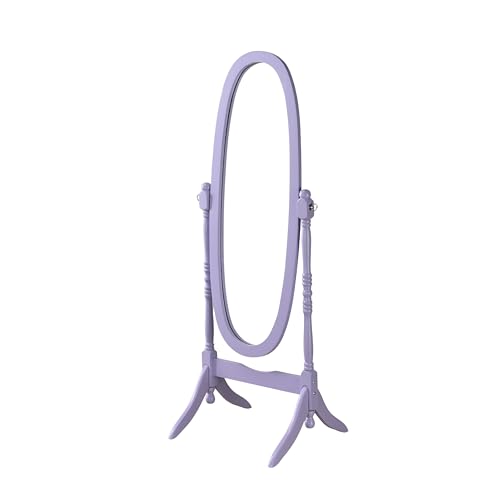 Roundhill Furniture Traditional Queen Anna Style Wood Floor Cheval Mirror, Purple