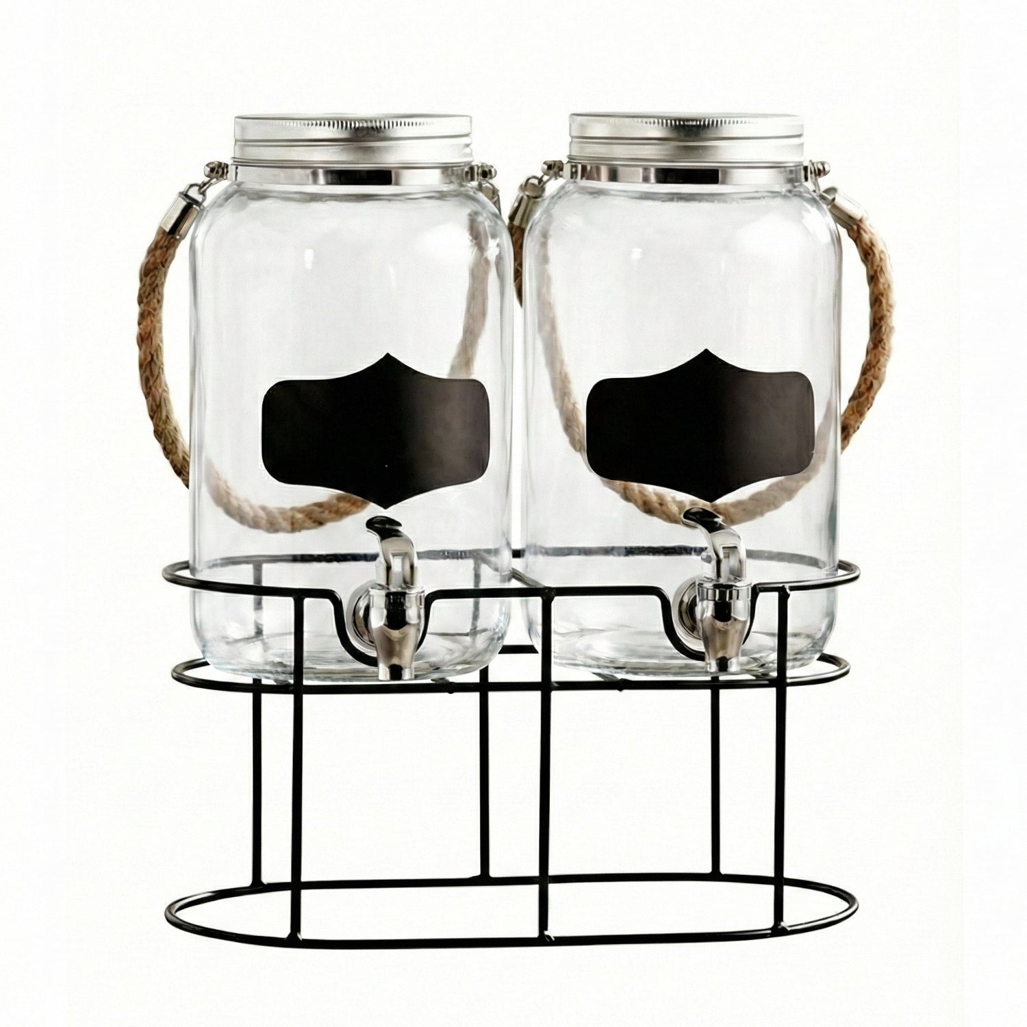 Trent Chalkboard Beverage Dispenser Set with stand & Rope Handle 1 Gal Each