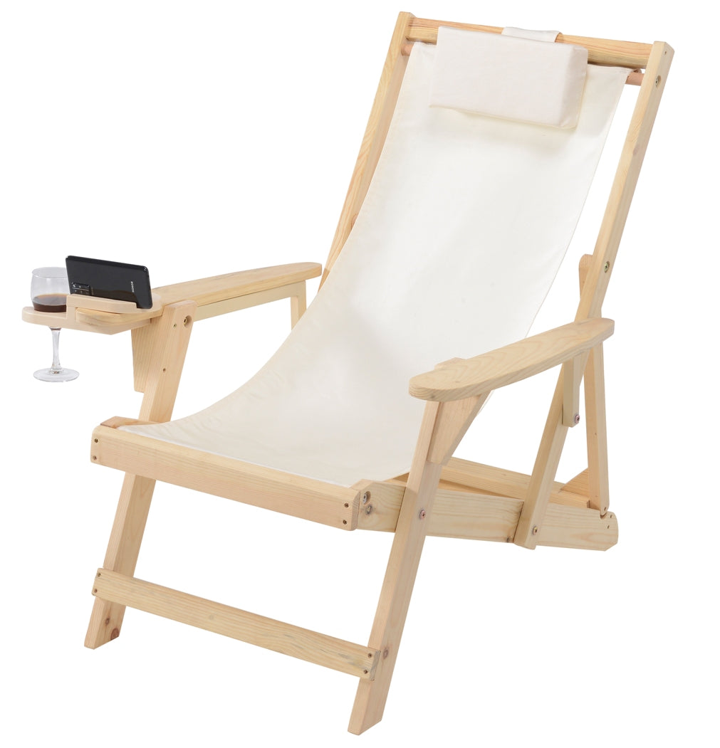 Romantic Collection Canvas Sling Chair With Cup And Wine Holder