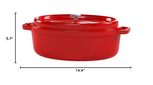 Staub La Cocotte Oval 40509-857 Pico Cocotte Oval Cherry, 11.4 Inches (29 Cm), Large, Both Handed Castings, Enameled Pot, Induct