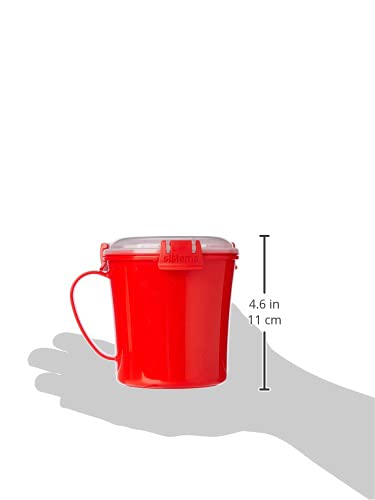 Sistema Microwave Soup Mug - Red, Plastic, 1 Count, Model 1107 with Lid & Steam Release Vent