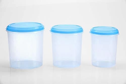 Quistal Plastic Kitchen Container Set  3 Pieces (5000 Ml, 7000Ml, 10000Ml)  Plain (Transparent) Blue