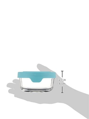 Anchor Hocking 2 Cup Glass Storage Containers With Lids, Set Of 6 Glass Food Storage Containers With Mineral Blue Trueseal Lids