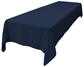 LA Linen Polyester Poplin Rectangular Tablecloth  60 by 120-Inch  Navy Blue