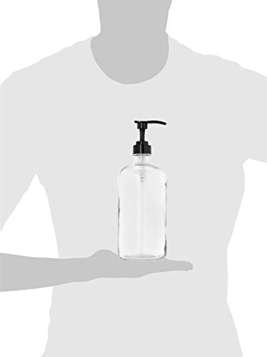 kitchentoolz 32-Ounce Pump Bottles  Large Clear Glass Boston Round Bottles w/Black Pumps. Great for Lotions  Laundry Soap Detergent  Oils  Sauces - Food Safe and Medical Grade (Pack of 2)