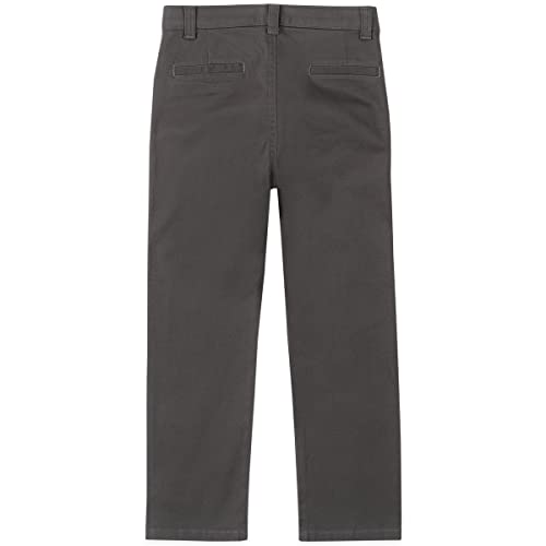 Izod Boys School Uniform Flat Front Twill Pants Khakis, Gray, 8 Husky